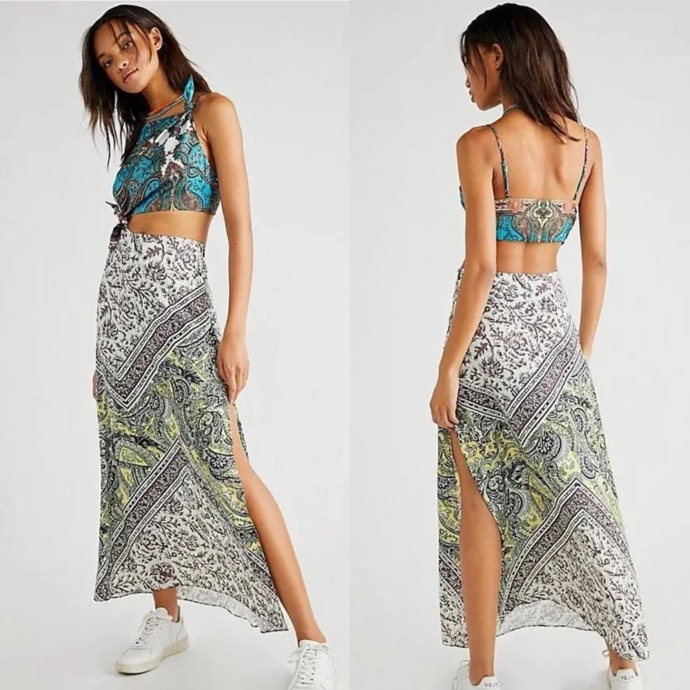 Free People Ingrid Midi Dress in Daylight Combo
